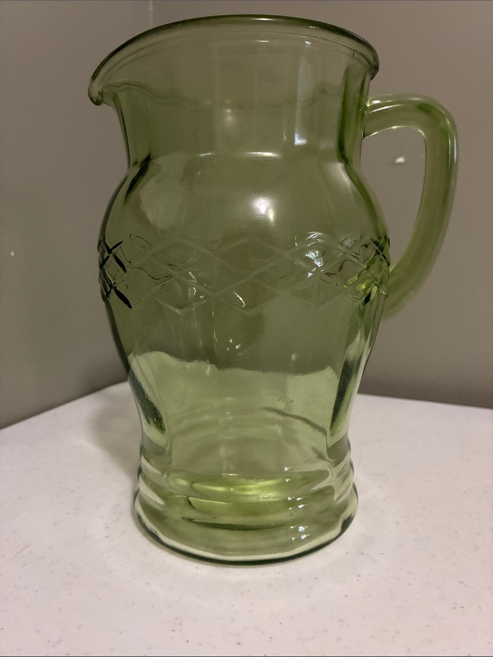 Vintage Green Depression Glass Pitcher
